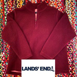 Lands' End Burgundy/Pink Fleece 1/4 Zip XL 18-20